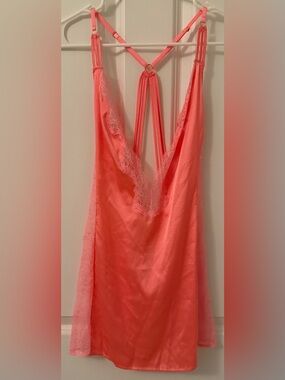 Victoria's Secret Coral Lace-Trim Slip Chemise
